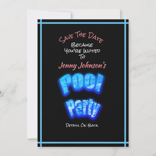 Save The Date Enregistrer La Date Pool Fille Fête Anniversaire I (Devant)