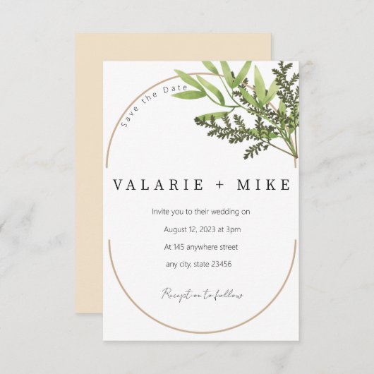 Save The Date Enregistrer la date pour le mariage (Devant / Derrière)