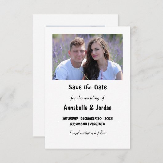 Save The Date Enregistrer la date pour le mariage (Devant / Derrière)