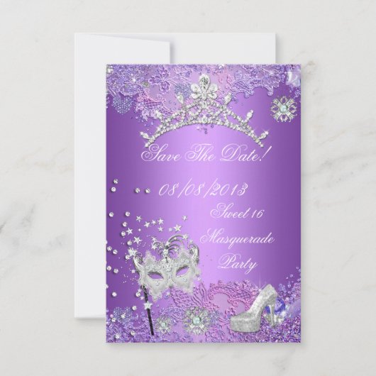 Save The Date Enregistrer La Date Purple Sweet sixteen 16 Masque (Devant)