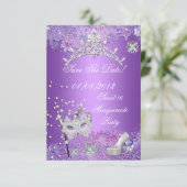 Save The Date Enregistrer La Date Purple Sweet sixteen 16 Masque (Debout devant)