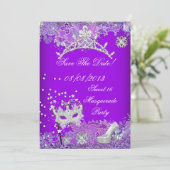 Save The Date Enregistrer La Date Purple Sweet sixteen 16 Masque (Debout devant)