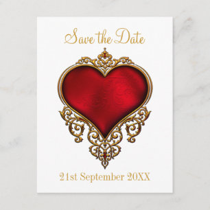 Save The Date Enregistrer la date Red Gold Heart White