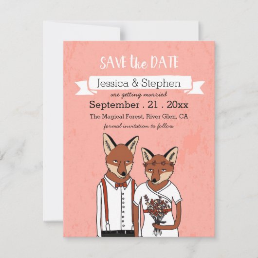 Save The Date Enregistrer la date - Renards amoureux (Devant)
