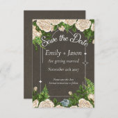 Save The Date Enregistrer la date Romantic Rustic Rose thème Mar (Devant / Derrière)