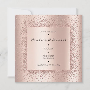 Save The Date Enregistrer La Date Rose Diamond Or Crystals Monog