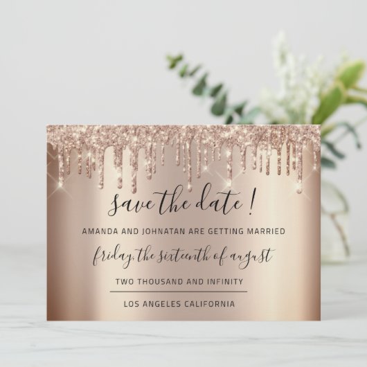 Save The Date Enregistrer La Date Rose Gold Drives Parties scint (Debout devant)