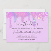 Save The Date Enregistrer La Date Rose Holographique Déchets Vio (Devant)