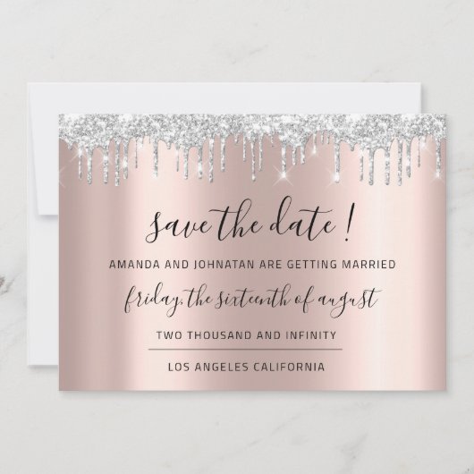 Save The Date Enregistrer la date Rose noir gris argenté gris gr (Devant)