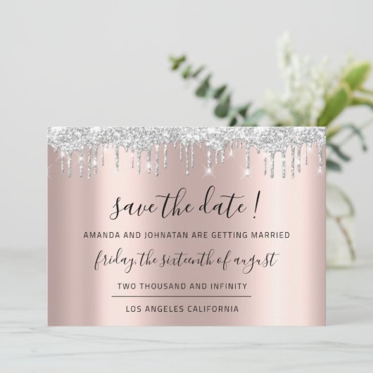 Save The Date Enregistrer la date Rose noir gris argenté gris gr (Debout devant)