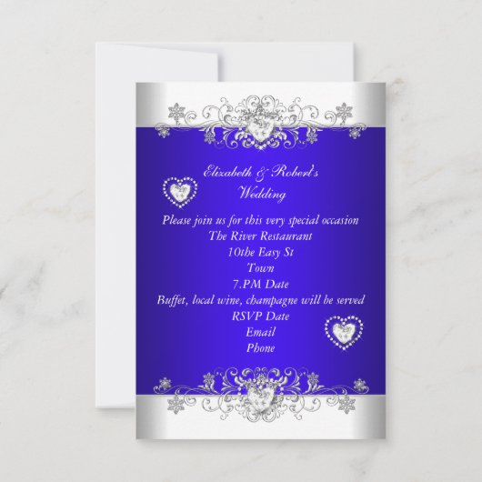Save The Date Enregistrer la date Royal bleu Mariage Blanc Diamo (Dos)