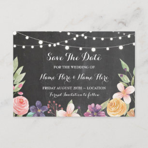 Save The Date Enregistrer La Date Rustic Chalk Flowers Invitatio