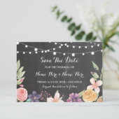 Save The Date Enregistrer La Date Rustic Chalk Flowers Invitatio (Debout devant)