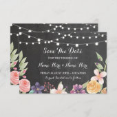 Save The Date Enregistrer La Date Rustic Chalk Flowers Invitatio (Devant / Derrière)