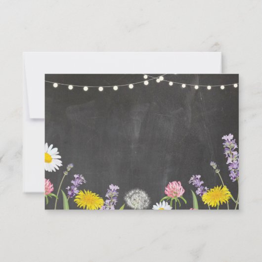 Save The Date Enregistrer La Date Rustic Chalk Wild Flowers Invi (Dos)