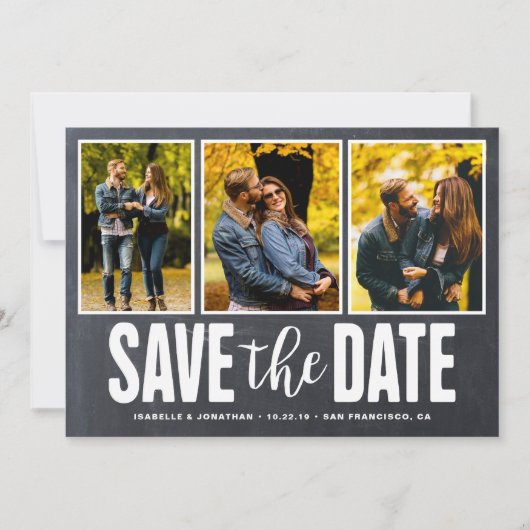 Save The Date Enregistrer la date Rustic Chalkboard 3 Photo Coll (Devant)