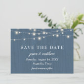 Save The Date Enregistrer la date Rustic Farmhouse Blue String L (Debout devant)