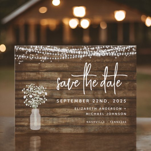 Save The Date Enregistrer la date Rustic Farmhouse String Lights