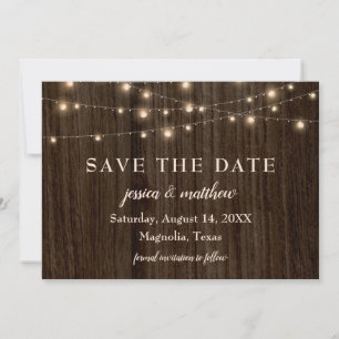 Save The Date Enregistrer la date Rustic Farmhouse Twinkling Lig