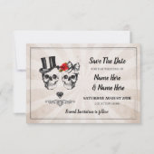 Save The Date Enregistrer La Date Rustic Skulls Rose Card Diamon (Devant)