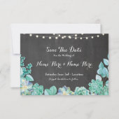 Save The Date Enregistrer la date Rustic Succulents Mint Chalk I (Devant)