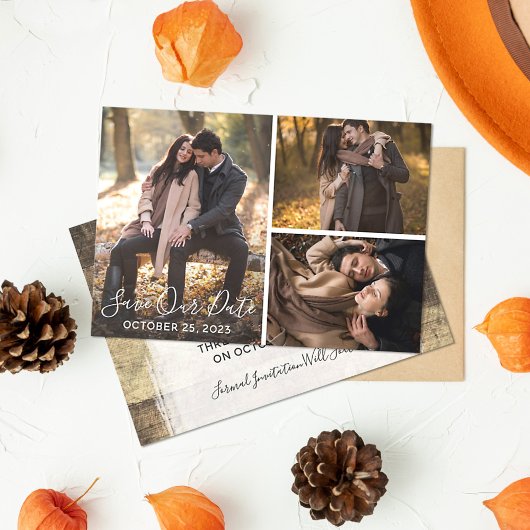Save The Date Enregistrer La Date Rustic Wood Mariage Photo Coll