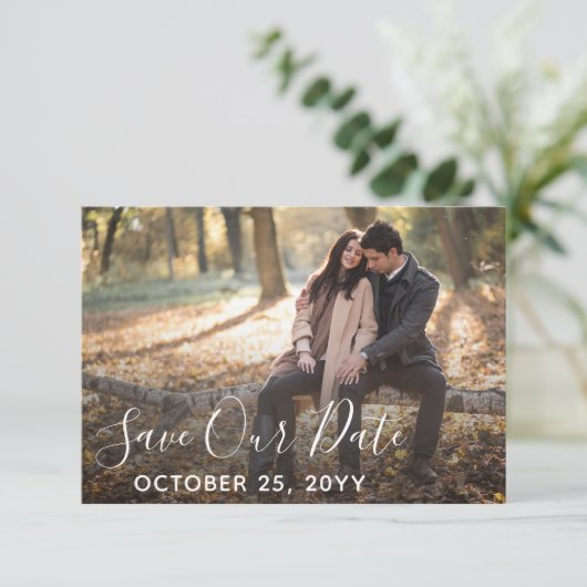 Save The Date Enregistrer la date Rustic Wood Mariage Photo pers (Debout devant)