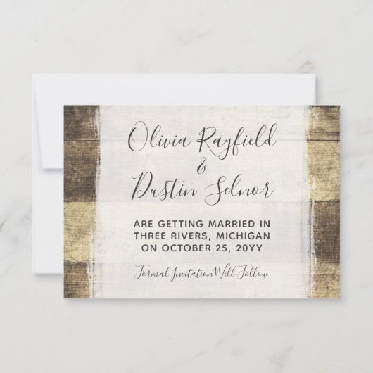 Save The Date Enregistrer la date Rustic Wood Mariage Photo pers (Dos)