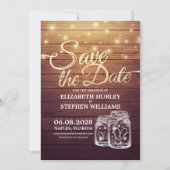 Save The Date Enregistrer La Date Rustique Bois Mason Jar Éclair (Devant)