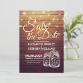 Save The Date Enregistrer La Date Rustique Bois Mason Jar Éclair (Debout devant)