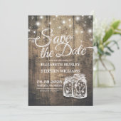 Save The Date Enregistrer La Date Rustique Bois Mason Jar Éclair (Debout devant)