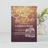 Save The Date Enregistrer La Date Rustique Bois Mason Jar Éclair (Debout devant)