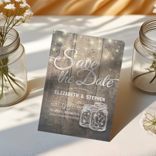 Save The Date Enregistrer La Date Rustique Bois Mason Jar Éclair
