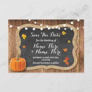 Save The Date Enregistrer La Date Rustique Citrouille Lights Cha