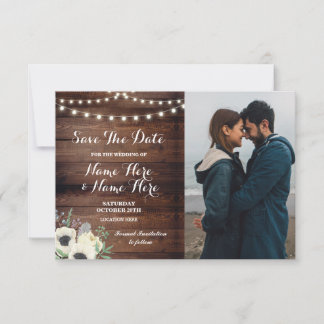 Save The Date Enregistrer La Date Rustique Photo Floral Anemone