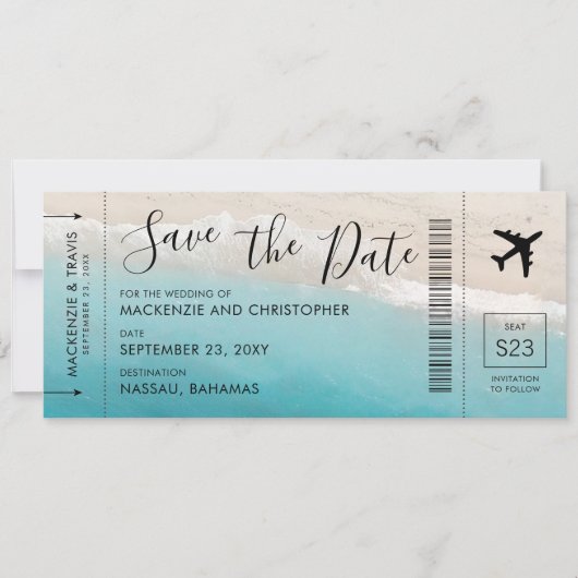 Save The Date Enregistrer la date Script Passe d'embarquement Tr (Devant)