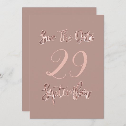 Save The Date Enregistrer La Date Septembre Rose Gold Script (Devant / Derrière)