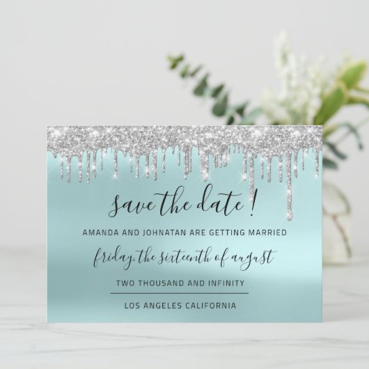 Save The Date Enregistrer La Date Silver Grey Blue Spark Drivers (Debout devant)