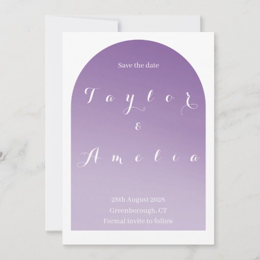 Save The Date Enregistrer la date Simple Boho Arch Purple Lilac (Devant)