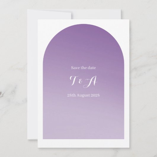 Save The Date Enregistrer la date Simple Boho Arch Purple Lilac (Dos)