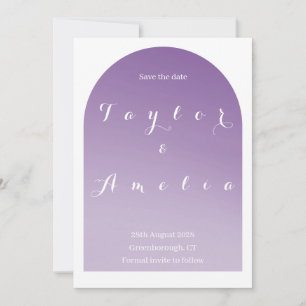 Save The Date Enregistrer la date Simple Boho Arch Purple Lilac