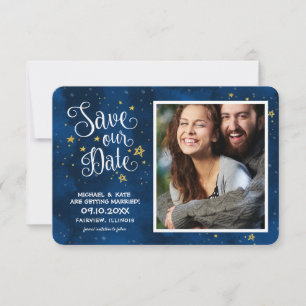 Save The Date Enregistrer la date Starry Night Gold Navy Aquarel
