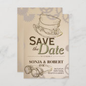Save The Date Enregistrer la date - Steampunk Casquette et Googl (Devant / Derrière)