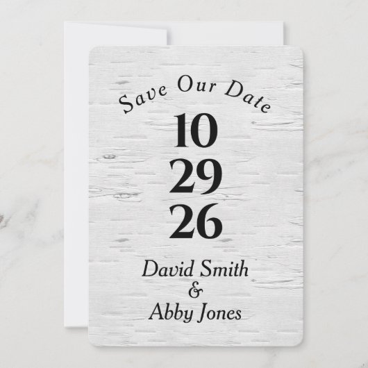 Save The Date Enregistrer la date sur l'arbre de bouleau (Devant)