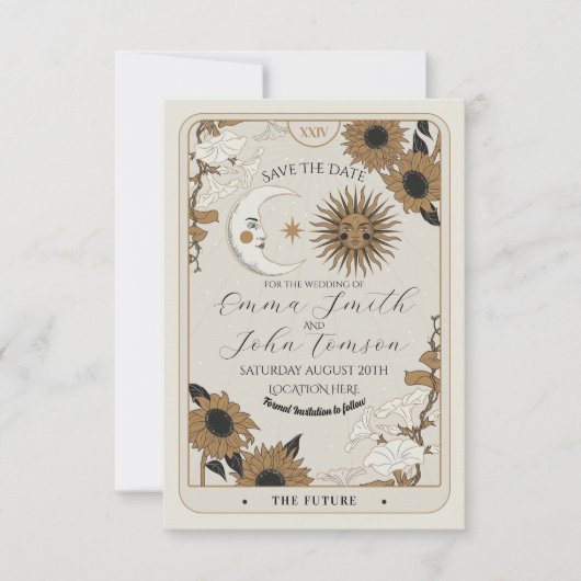 Save The Date Enregistrer La Date Tarot Sun Moon Aligner Les Car (Devant)