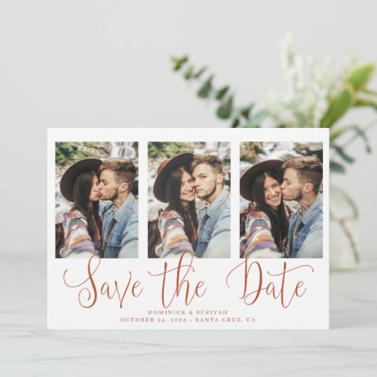 Save The Date Enregistrer la date Terracotta Motif Typographie P (Debout devant)