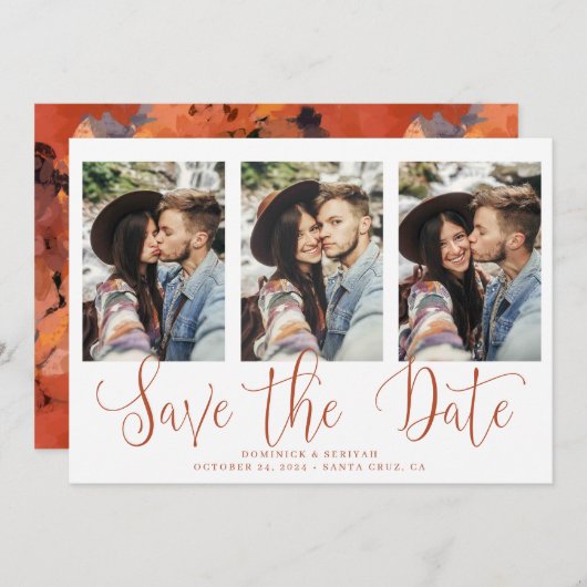 Save The Date Enregistrer la date Terracotta Motif Typographie P (Devant / Derrière)