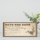 Save The Date enregistrer la date ticket vintage belles invitati (Debout devant)