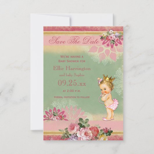 Save The Date Enregistrer La Date Tour Eiffel Baby shower Prince (Dos)
