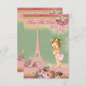 Save The Date Enregistrer La Date Tour Eiffel Baby shower Prince (Devant / Derrière)